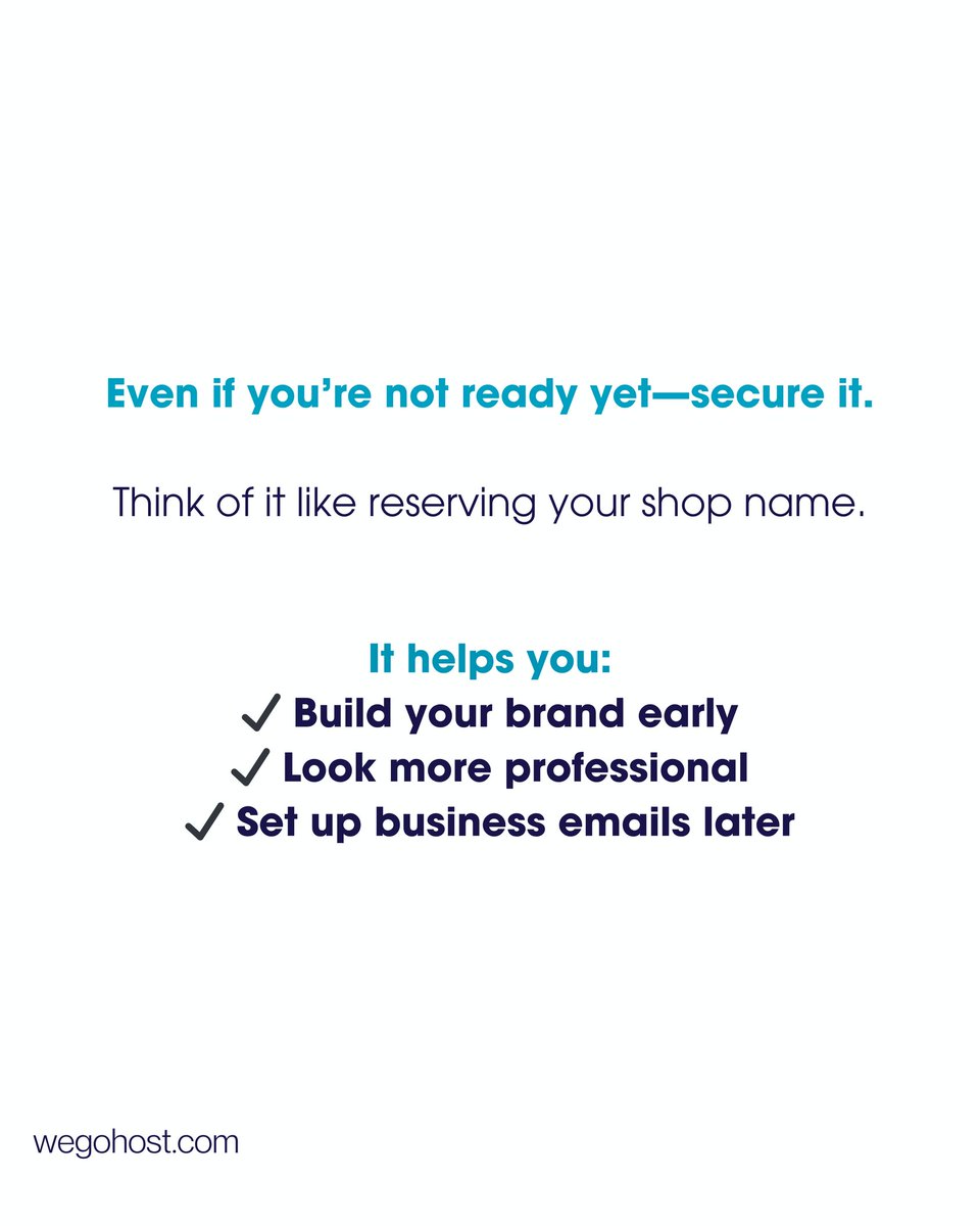 wegohost's tweet photo. Your perfect domain name could be gone tomorrow. 

Don’t wait! Secure it as soon as your business idea is ready. It helps you build your brand, look professional, and set up business emails. 

Need help getting your domain? Contact us today. https://t.co/1LD0g8Auxn