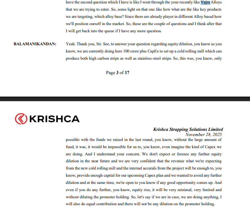 rajkuma34378332's tweet photo. Sambhv Steel investing in Vajra Alloys is NOT random

Promoter Lenin Balamanikandan already runs Krishca Strapping.

In concall: It describes the application and potential use cases of Vajra Alloys, which appears quite interesting.

#Sambhv #Krishca #longterminvestment https://t.co/sp1JibeeLi