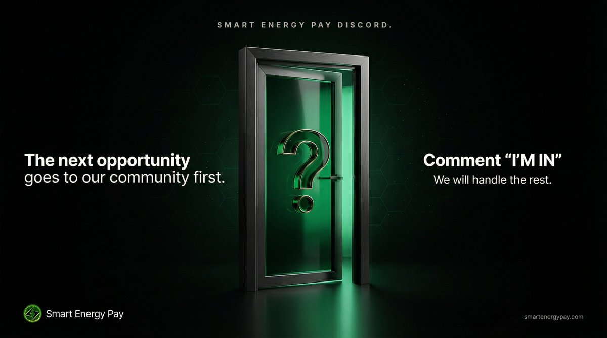 smartenergypay's tweet photo. 🔒 Something special is happening behind the scenes.

Our Discord members will find out first.

Every opportunity. Every update. Every next step.

How to join?
1⃣ Comment "I'm in"
2⃣ Retweet 🔁

✅ Once done you’ll automatically receive a DM to join our discord community

Must be following to receive the DM

#SEP #Crypto #Web3 #Bitcoin