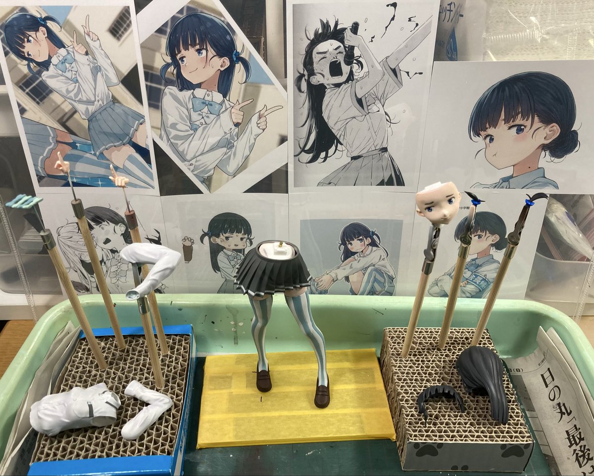 前々回水着檸檬ちゃんの時も前回の猫耳メイド天愛星ちゃんの時も最終組立時にえっ？マジっ？みたいな七転八倒があったので今回は急がすゆっくりガッチリと組み立てて行きます😊
完成までもう一息です😊

#出戻りモデラー