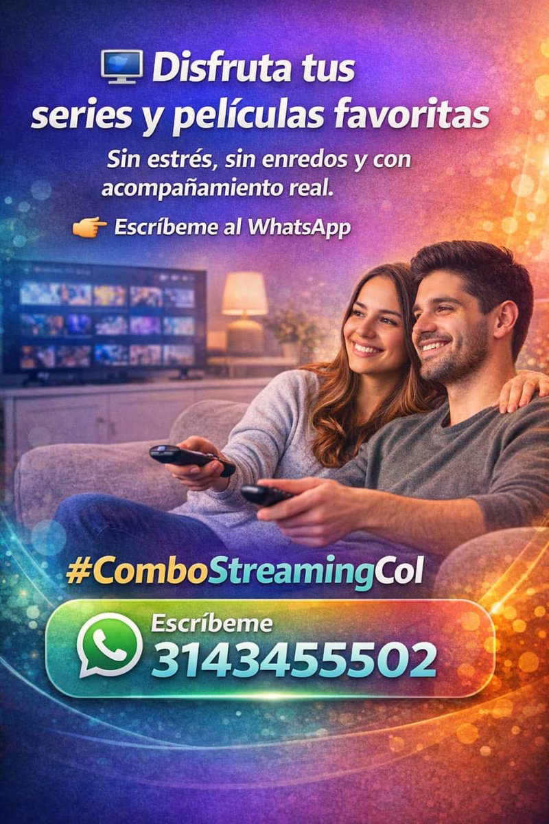 Col_Streaming's tweet photo. Venta de #plataformas #streaming 100% confiables, solo en #Colombia

Más info vía: #WhatsApp https://t.co/gqn2XpeW1V 

#DisneyPlus #ParamountPlus #plataformasdigitales #Series #Peliculas #Futbol #Ventasonline #Marketing #Netflix #Bogotá #Medellín #FPC https://t.co/m6ZZJmzNnk