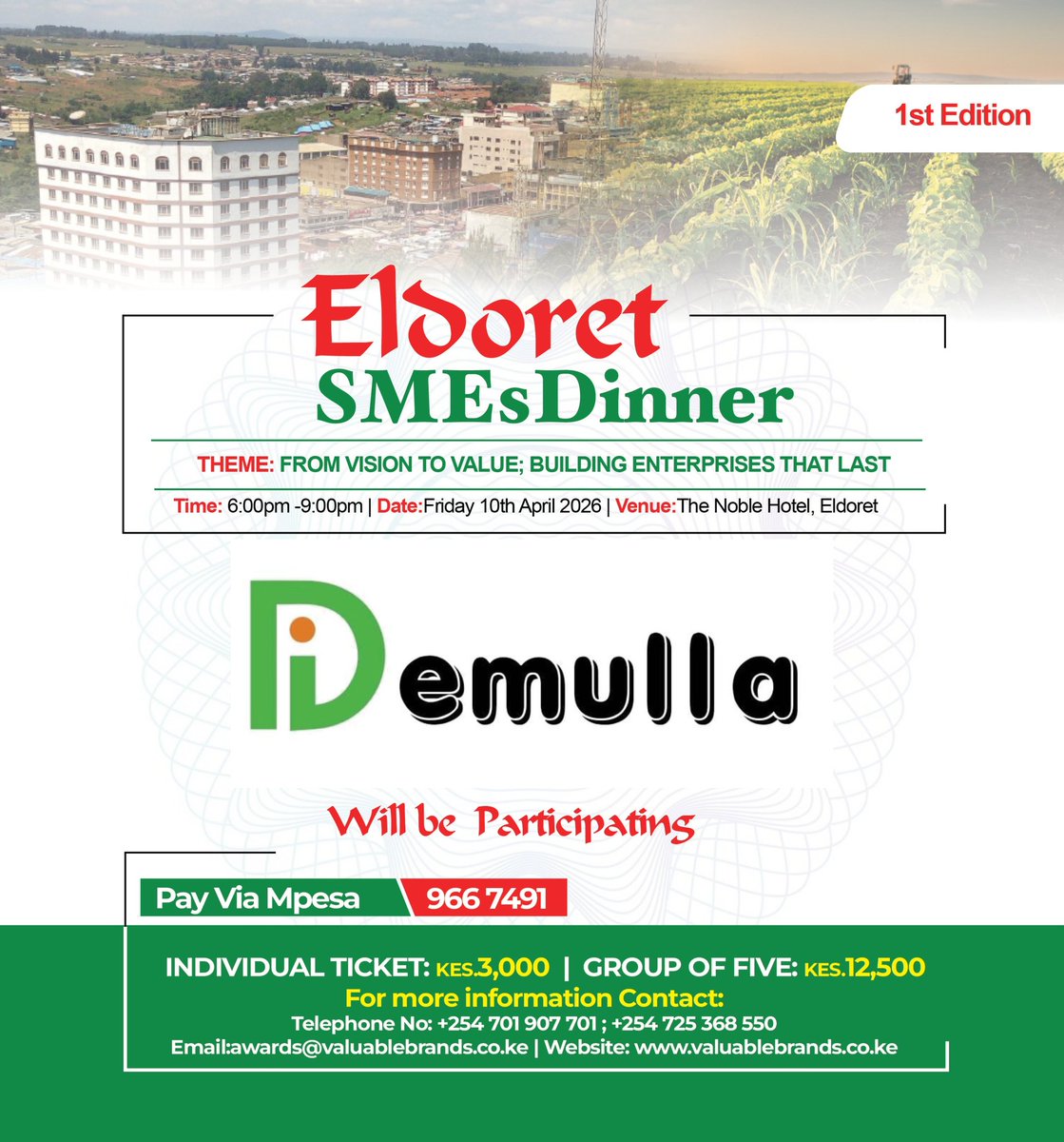 wambani_victor's tweet photo. Join us for the Eldoret SME Dinner happening this 10th April 2026 at the Noble Hotel Eldoret https://t.co/zojhMsGw70