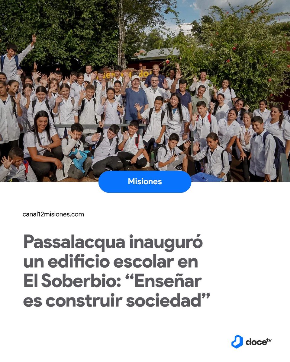 ➡️ El gobernador <a href="/passalacquaok/">Hugo Passalacqua</a>  dejó habilitado el nuevo edificio del nivel inicial del Instituto Superior Saltos del Moconá y destacó la educación como motor de integración y progreso en la Misiones profunda.

canal12misiones.com/noticias-de-mi…

#Noticias #Misiones #Politica #Educacion