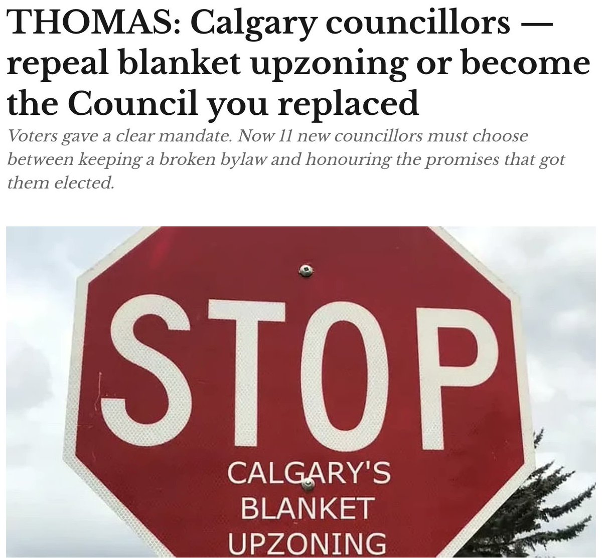 WSOnlineNews's tweet image. THOMAS: Calgary councillors — repeal blanket upzoning or become the Council you replaced. Link to story in the comments. #Calgary