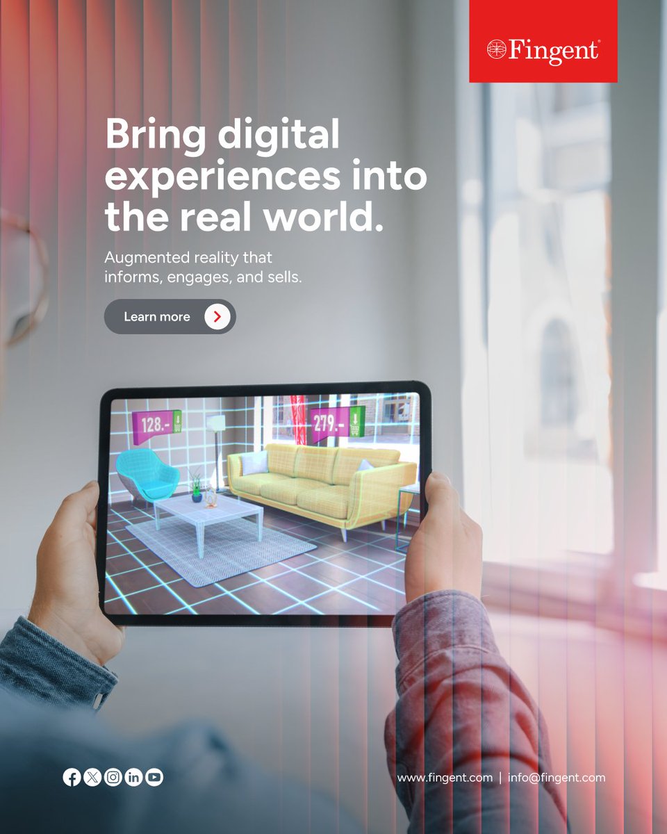 Fingent's tweet image. Use augmented reality to make products, spaces, and experiences more interactive, informative, and memorable.

👉 Learn more: fingent.com/augmented-real…

#AugmentedReality #AR #ImmersiveTech #DigitalExperience #Innovation #fingent