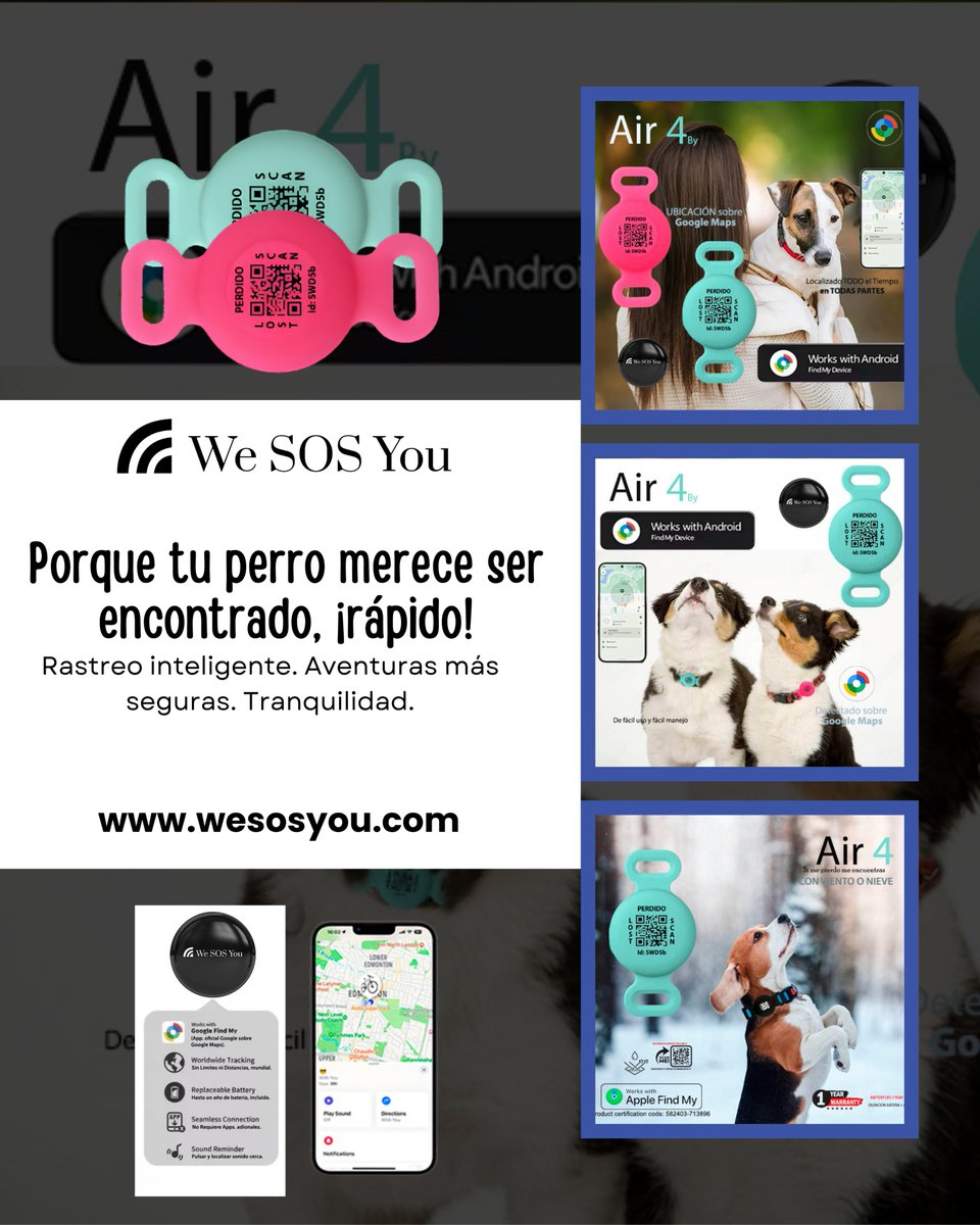 WeSOSYou's tweet photo. Tag mantiene a tu perro mediano seguro gracias a su rastreo GPS inteligente colaborativo, su resistencia al agua y su código QR de emergencia.

🛒 Compra ahora en https://t.co/2WbTW6OZw8
👉 https://t.co/U3LglY7226

#WeSOSYou #SeguridadMascotas #RastreadorParaPerros #RastreadorGPS https://t.co/BcoYHvkXTi