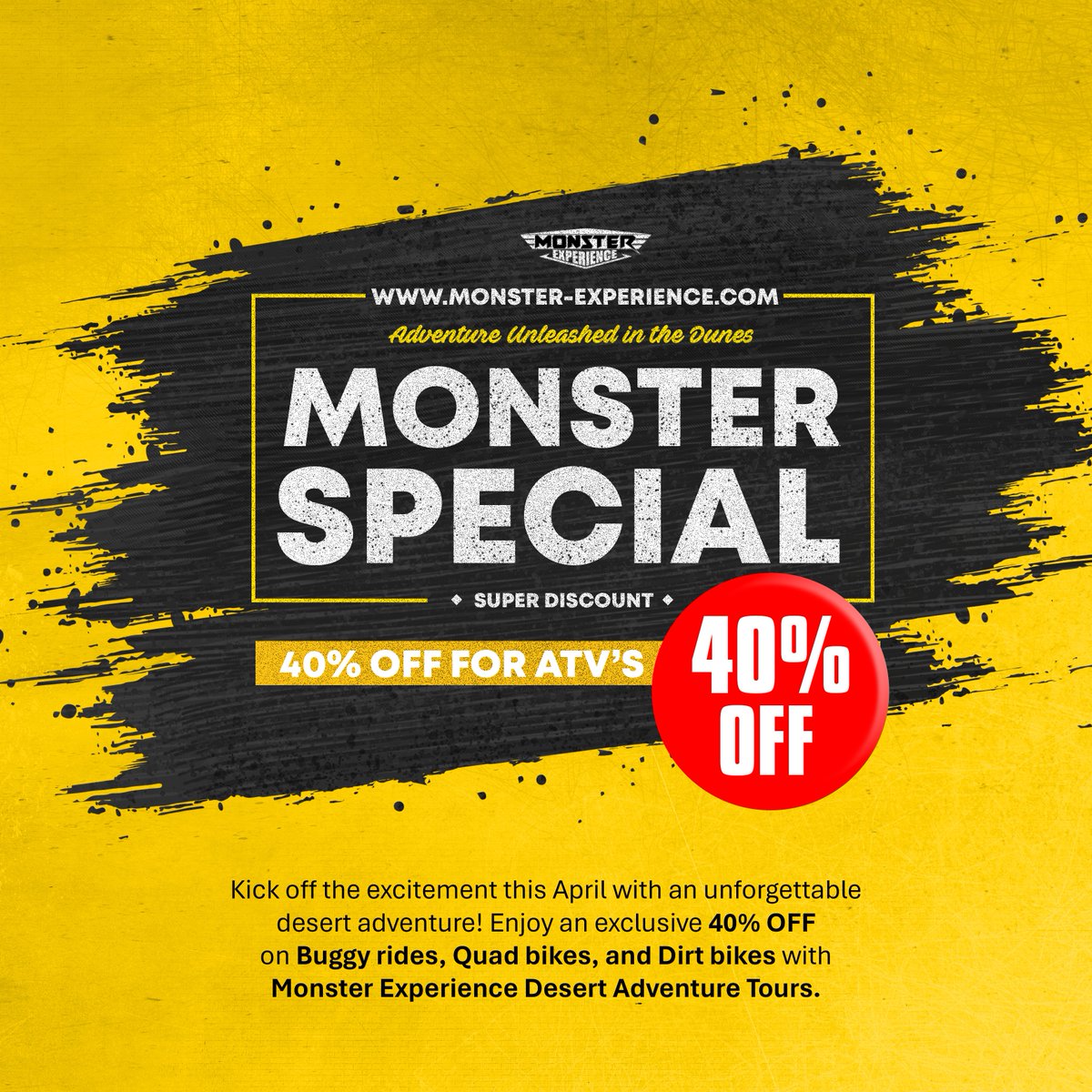 MonsterExperien's tweet photo. 𝗨𝗻𝗹𝗼𝗰𝗸 𝘁𝗵𝗲 𝘂𝗹𝘁𝗶𝗺𝗮𝘁𝗲 𝗱𝗲𝘀𝗲𝗿𝘁 𝘁𝗵𝗿𝗶𝗹𝗹 𝘄𝗶𝘁𝗵 𝗠𝗼𝗻𝘀𝘁𝗲𝗿 𝗘𝘅𝗽𝗲𝗿𝗶𝗲𝗻𝗰𝗲 𝗗𝗲𝘀𝗲𝗿𝘁 𝗔𝗱𝘃𝗲𝗻𝘁𝘂𝗿𝗲 𝗧𝗼𝘂𝗿𝘀! 𝗙𝗼𝗿 𝗮 𝗹𝗶𝗺𝗶𝘁𝗲𝗱 𝘁𝗶𝗺𝗲 𝗼𝗻𝗹𝘆, 𝗲𝗻𝗷𝗼𝘆 𝗮𝗻 𝗲𝘅𝗰𝗹𝘂𝘀𝗶𝘃𝗲 ���𝟬% 𝗢𝗙𝗙 

🌐 https://t.co/uyK5d2l1bf https://t.co/357RE0L2qY