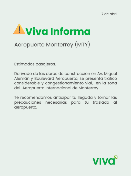 VivaTeEscucha's tweet photo. #VivaInforma #AvisoImportante #Aeropuerto #Monterrey #MTY🚧⚠️

Consulta información relacionada desde el siguiente enlace: https://t.co/LyVJPgfafH

Entérate en tiempo real del estatus de tu vuelo dando clic aquí 👉 https://t.co/XYD0VXN859 https://t.co/3udyVrH7j9