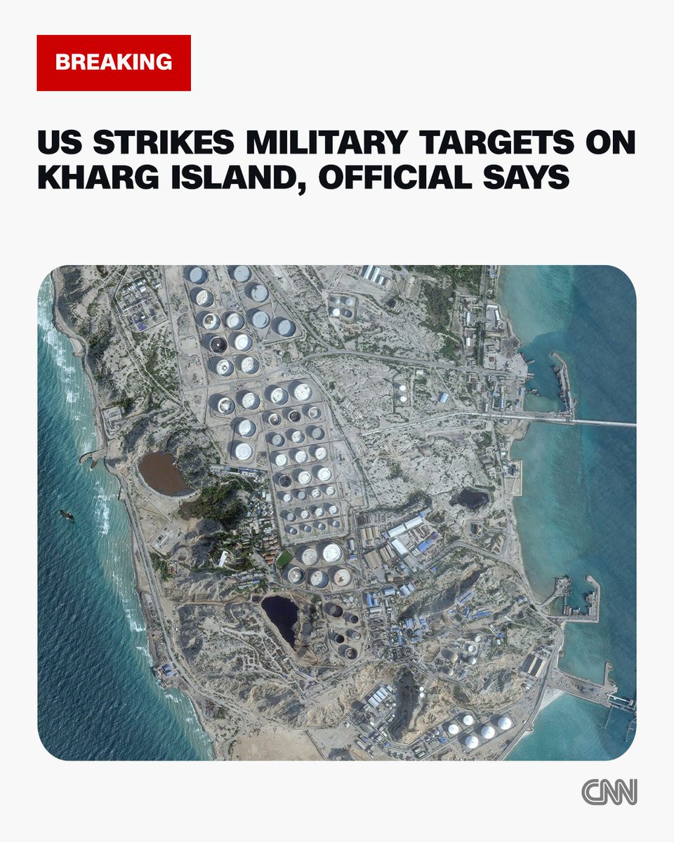 CNN's tweet image. US strikes military targets on Iran's strategic Kharg Island, US official says. Follow live updates.
cnn.it/4ccizuU