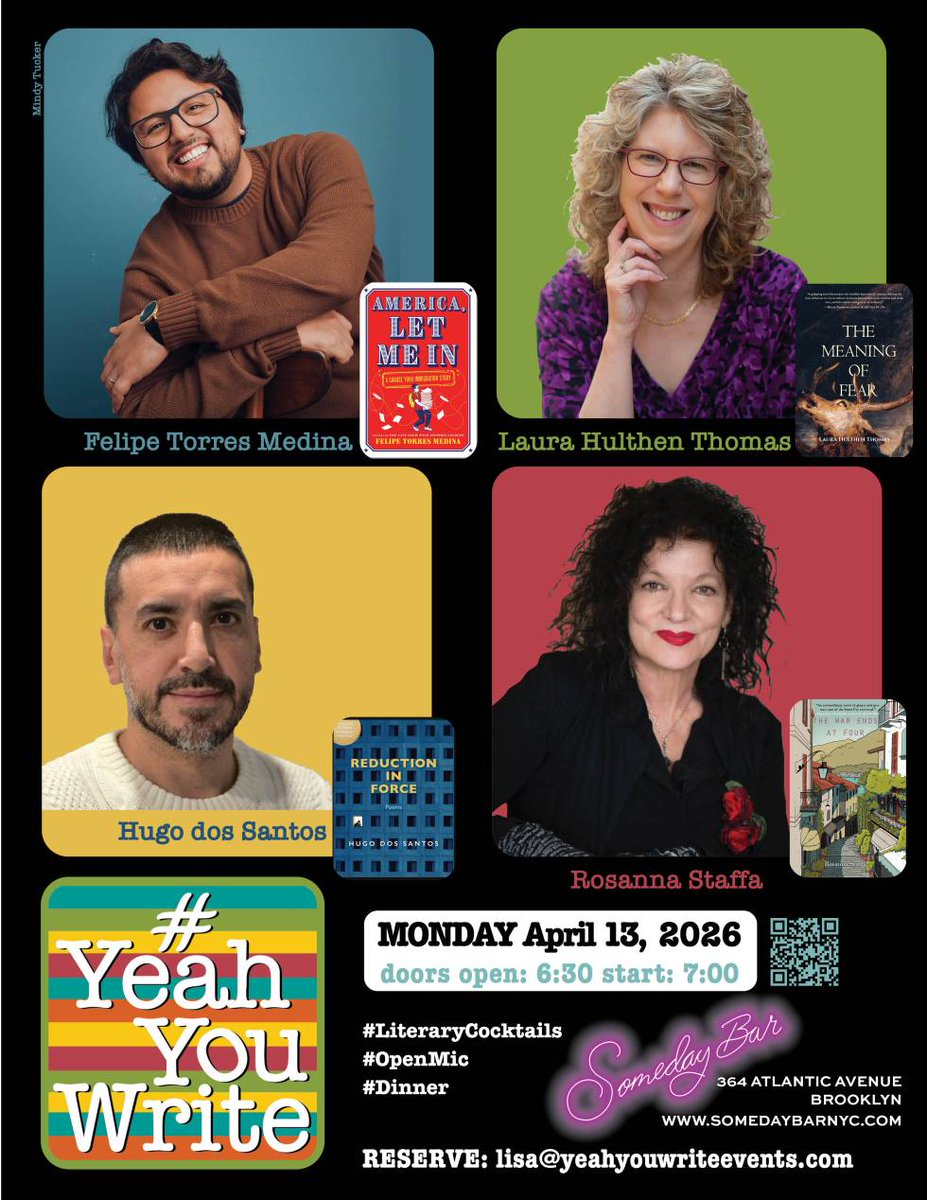 RegalHouse1's tweet photo. Join us April 13th at New York's #YeahYouWrite reading series at Brooklyn's fabulous Someday Bar featuring two Regal House authors: Laura Hulthen Thomas, author of The Meaning of Fear, and Rosanna Staffa, author of The War Ends at Four! https://t.co/TTbRib3q4G https://t.co/RzaQdnaVIa