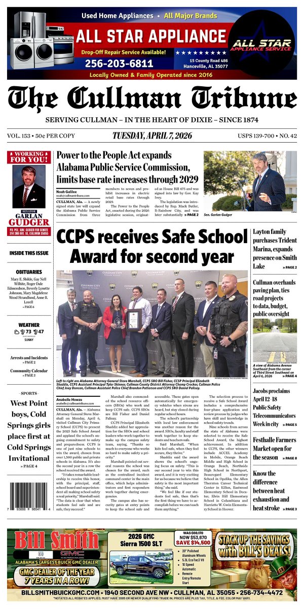 📰 The latest #issue of #TheCullmanTribune is now available. 📰

Subscribe today: tribune.store

📱Get it with our app: cullman.app
 
Download the PDF: buff.ly/JKTDiGY