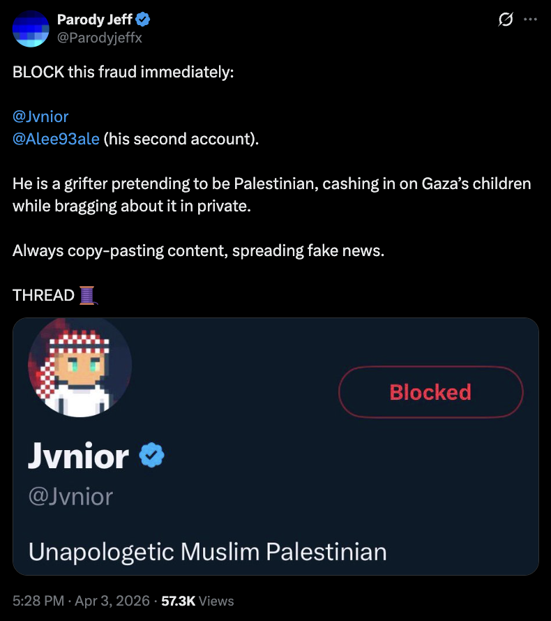 Parodyjeffx and Jvnior are fighting because they steal each other's content.

Parodyjeffx is mad because he makes $8,000/month on X by lying about Jews, while Jvnior apparently makes $11,000/month on X by lying about Jews.

Both of them believe that the whole $19,000 was promised