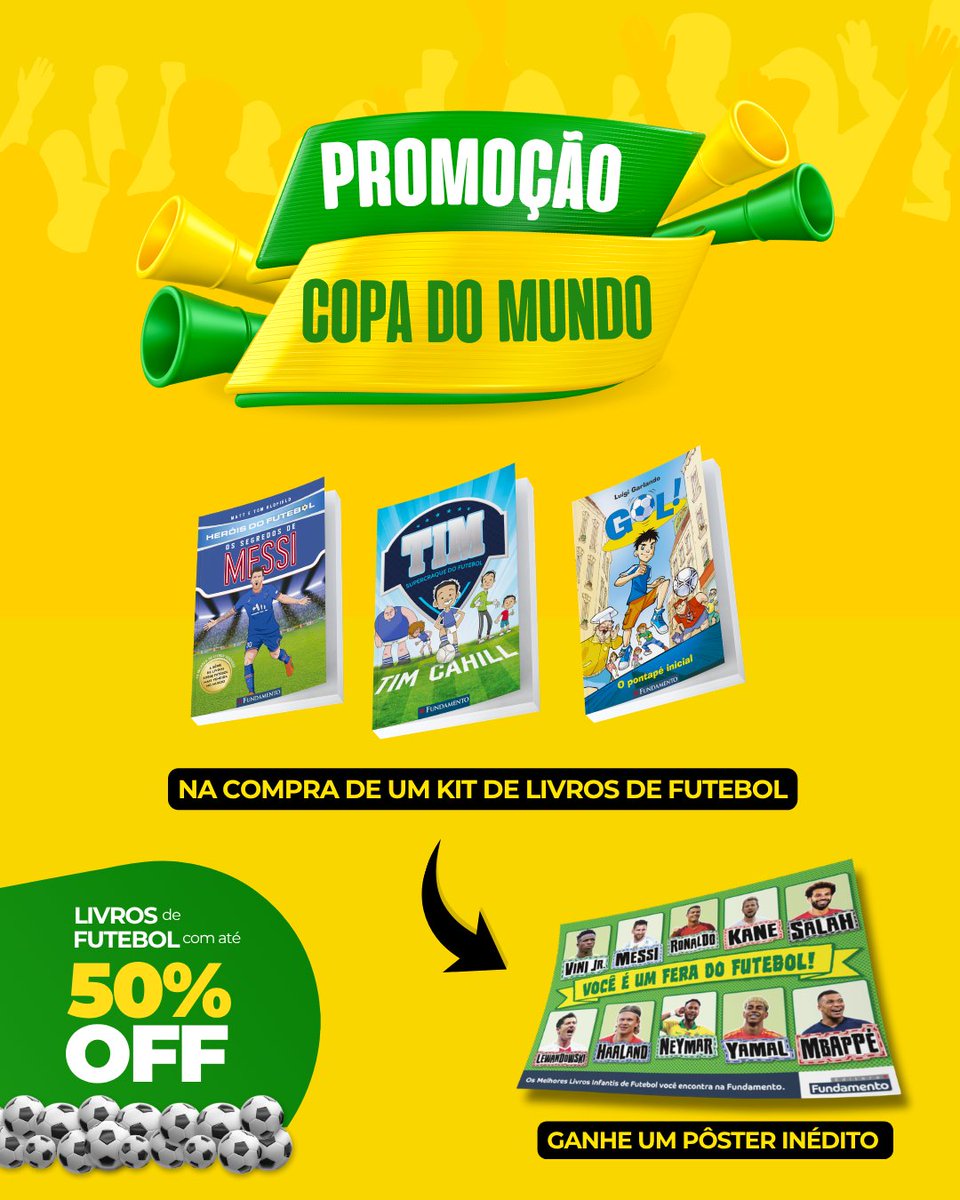 fundamentoed's tweet image. ⚽ Copa + Leitura = Combinação perfeita

Livros de futebol com até 50% OFF e pôster exclusivo na compra dos kits 👀

➡️editorafundamento.com.br/colle…

O futebol pode ser o primeiro passo pra leitura. 💙

#booknow #bookstagram #BookRecommendation #CopaDoMundo2026 #CopadoMundoFIFA