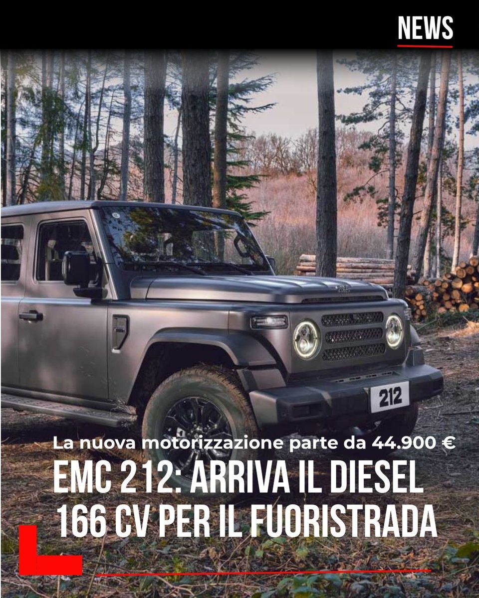 motorionline's tweet image. #EMC amplia la gamma del suo fuoristrada con una nuova versione diesel pensata per l'off-road più autentico.

Motore turbodiesel da 166 CV, cambio automatico ZF a 8 rapporti e consumi dichiarati di 8,8 l/100 km. Prezzo da 44.900 €.

motorionline.com/emc-212-diesel…

#Motorionline
