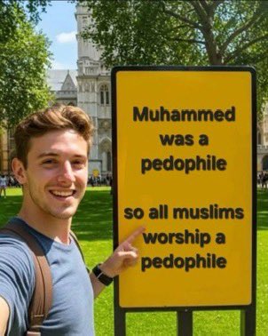Sprangooh's tweet photo. Mohammed based his ridiculous fairy tale book, the quran, on his obsession with boobs and pedophilia.  Islam has brainwashed millions of weak-minded idiots who cannot think for themselves and are spoon-fed lies upon lies.  Sharia law is for pedophiles and brainless retards. https://t.co/tbwmYnlqeQ