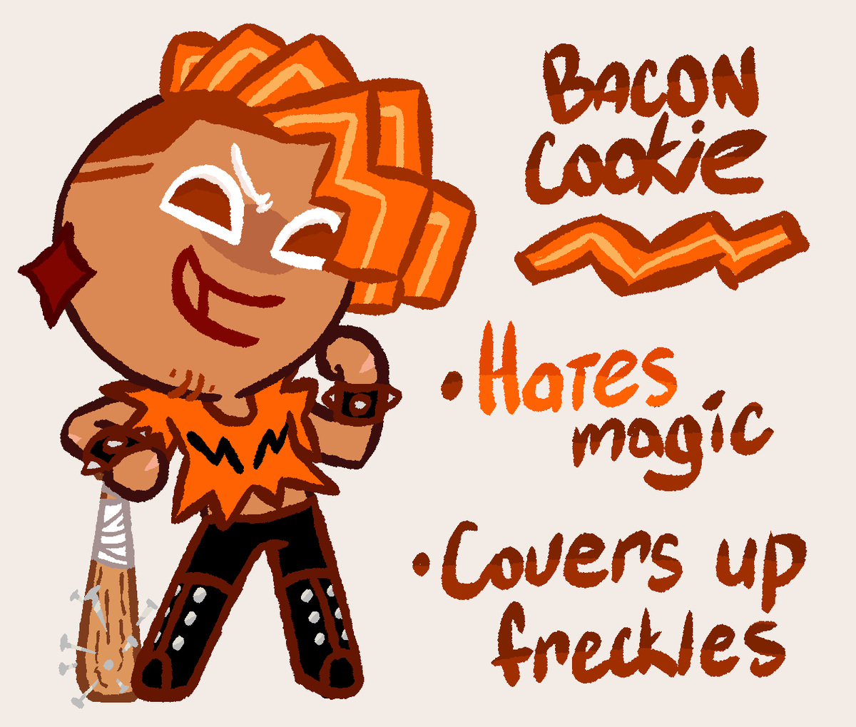 CinnaIsClown's tweet photo. Reimagined my Bacon Cookie design a little and redrew it 👀 old ref in replies !
#cookierun #crob
#cinnamoncookie https://t.co/uQLWupcblp
