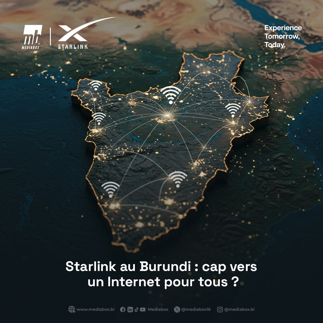 RT_Isanganiro's tweet photo. #ad Ce n’est plus une innovation mais un avantage décisif pour le #Burundi : Internet stable partout, pour étudier, travailler, vendre et soigner…même dans les zones isolées.

#Starlink transforme l’accès au monde.
#Mediabox le rend accessible, légalement et professionnellement. https://t.co/9ADgSX4f9z