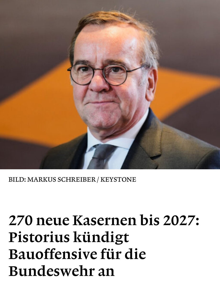 <a href="/SHomburg/">Stefan Homburg</a> <a href="/halegga1/">🇩🇪🦅@Hoggle🦅🇩🇪</a> Sind die 270 neuen Bundeswehr-Kasernen, die Boris Pistorius bauen wollte, bis 2027 dann bezugsfertig? 

Oder wird’s eher 2037 ff.?