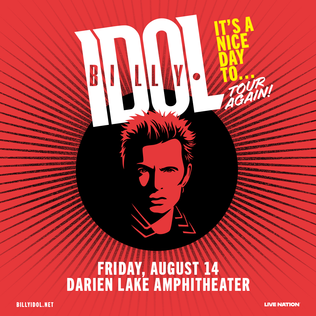 warm1013's tweet photo. CONCERT ANNOUNCEMENT: Warm 101.3 welcomes @BillyIdol to @DarienLakeAmp on August 14th!

Tix + Info @ https://t.co/V6DQCwakI6 

#BillyIdol #LiveNation #DarienLake https://t.co/fZ60k7PWRB