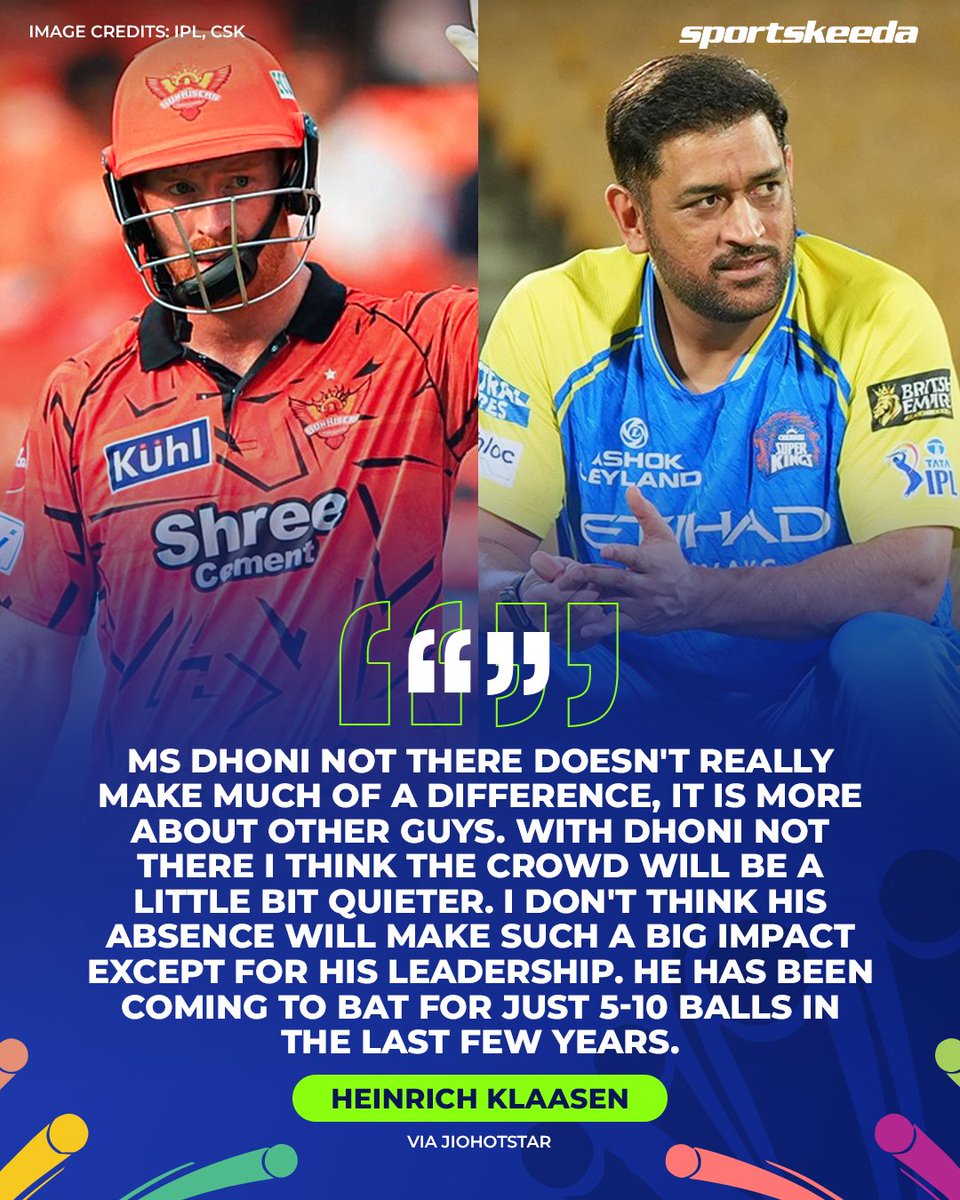 Sportskeeda's tweet image. Do you agree with Heinrich Klaasen? 🤔🗣️

#IPL2026 #CSK #MSDhoni #Sportskeeda