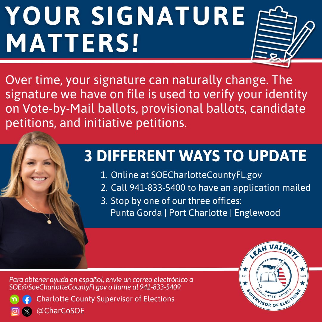 ✍️ Your signature does more than you think…
It’s how we help verify your identity and keep elections secure—so making sure it’s up to date is kind of a big deal! 

Take a minute to update it and stay election-ready.

A small update now = a smoother voting experience later ✔️