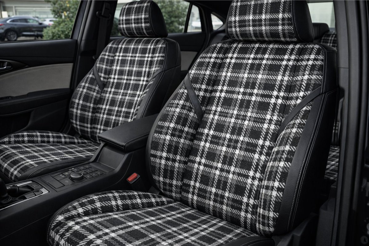 LTMtextiles's tweet photo. ✨Triomphe Black✨ automotive plaid features an exceptionally rich, substantial texture and a unique layout that elevates a vehicle's interior to new heights of elegance... 👍
.
.
#automotive #textile #fabric #upholstery #seatcover #headliner #dashcover #thehogring #hospitality https://t.co/Ev52r4LyAB