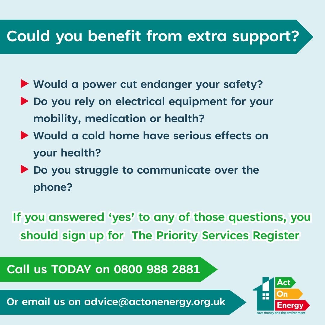 actonenergy_uk's tweet photo. This #WorldHealthDay we are highlighting the Priority Services Register!
If you are vulnerable due to age or health, you could be supported with emergency provisions in case of a power cut (as well as other services) and it's FREE!
Call us today to see how you could benefit! https://t.co/7A1KV8vajM