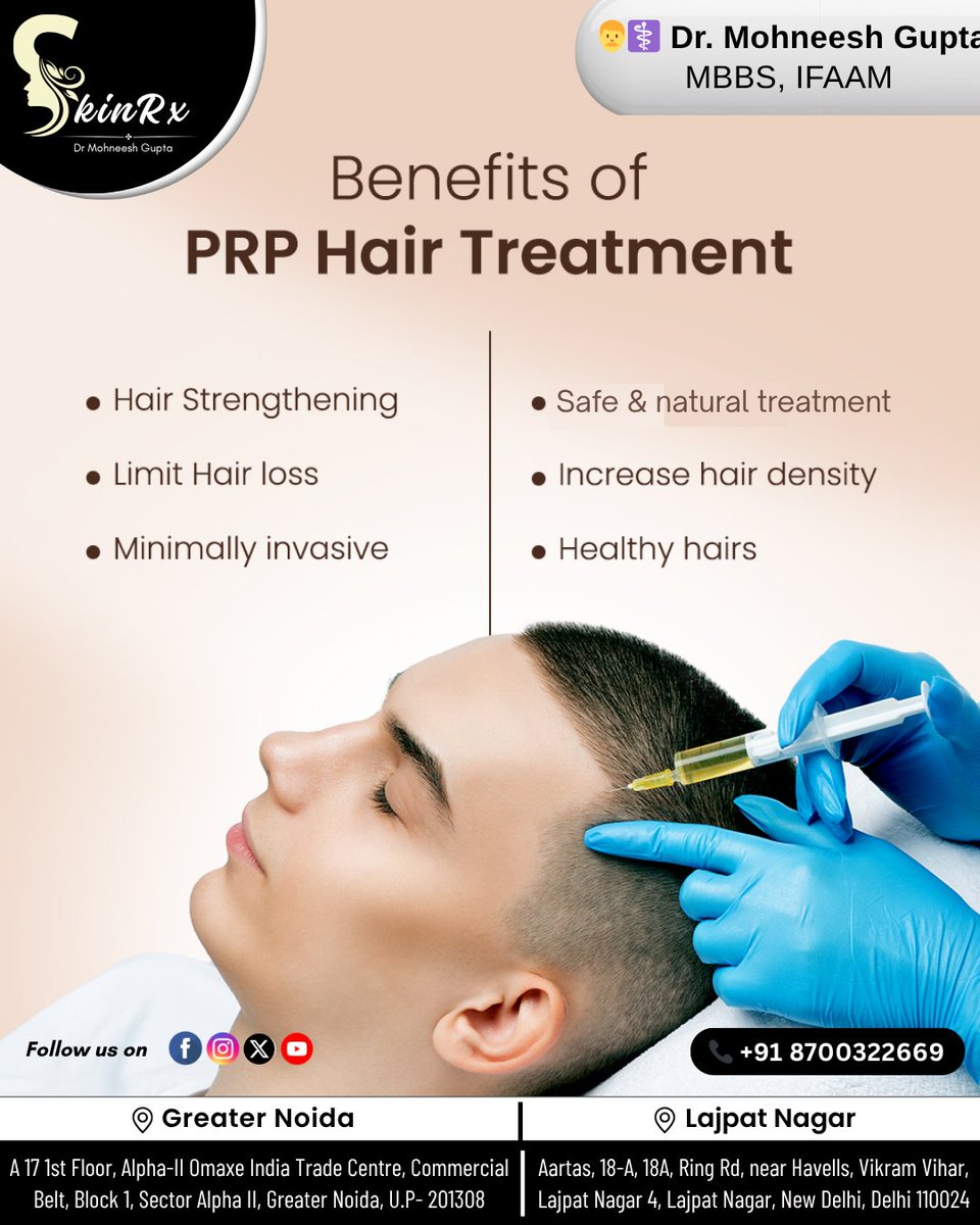 skinrxcare's tweet image. Struggling with Hair Fall? Discover the Power of PRP Hair Treatment!
-
Consult the Best Hair Doctor in Greater Noida for expert care and personalized solutions.

📞 : +91 8700322669
🌐 skinrxaesthetics.in
-
#PRPHairTreatment #HairFallSolution #HairGrowth #HealthyHair