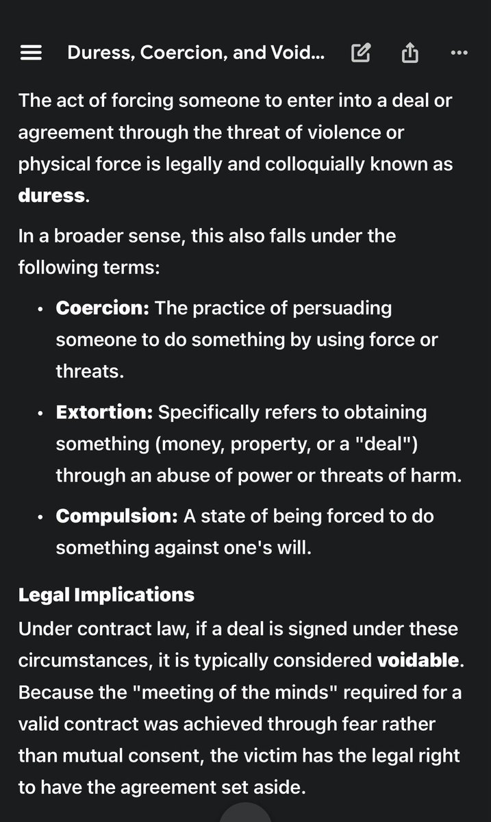 Ray_Wolff's tweet photo. Trump bombing to “negotiate” a deal, is not negotiation, it’s the definition of DURESS and EXTORTION https://t.co/Zg2eMD3QP1