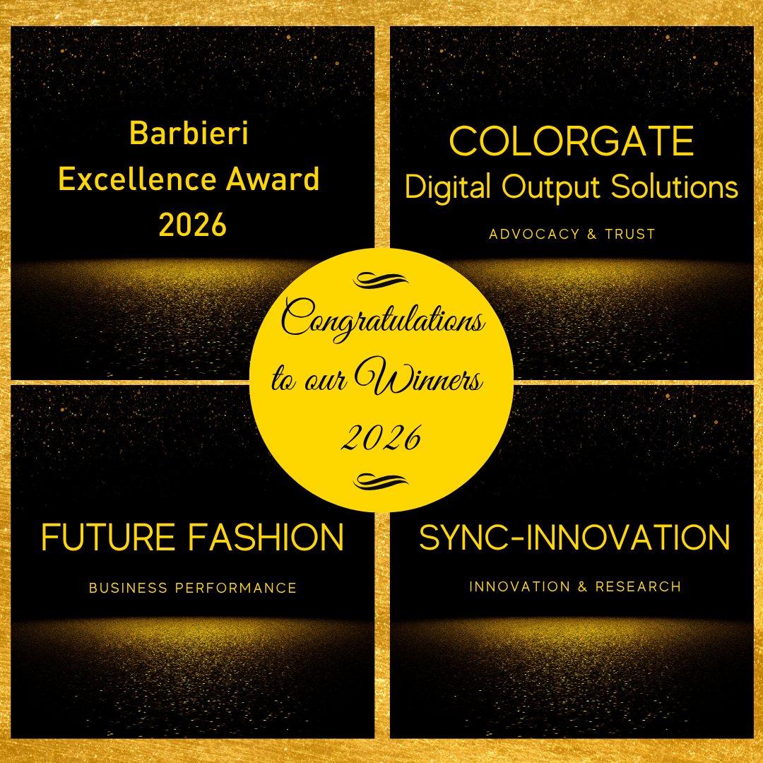 BarbieriSpectro's tweet photo. Barbieri Excellence Award 2026 – WINNERS!

WINNER Advocacy &amp; Trust: COLORGATE
WINNER Business Performance: FUTURE FASHION
WINNER Innovation &amp; Research: SYNC Innovation
https://t.co/j1g6AWmVxO
#BarbieriExcellenceAward #2026 #Congratulations    #BarbieriWinners #barbierielectronics https://t.co/9t3j9gJuKo