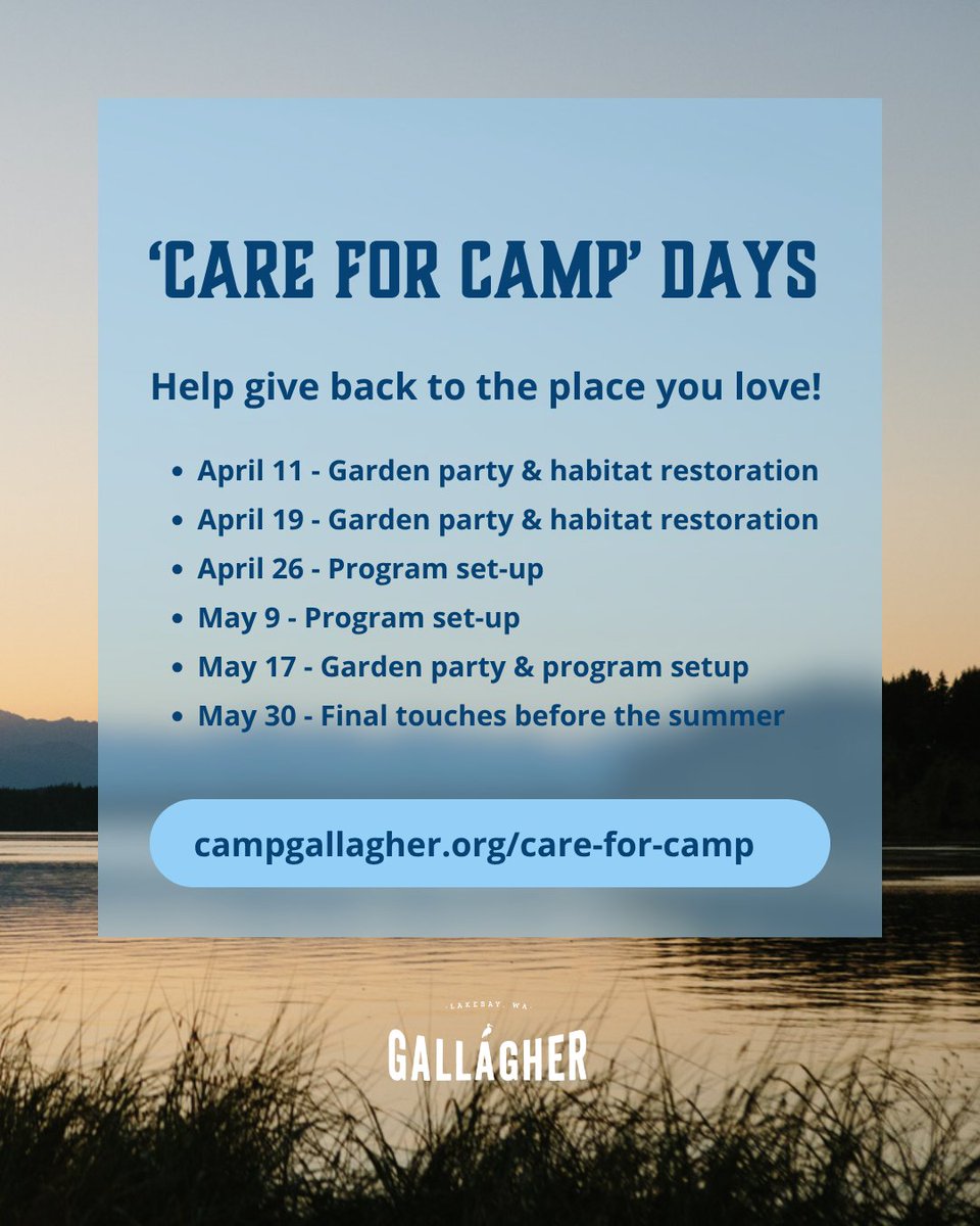 camp_gallagher's tweet photo. Rolling up our sleeves and caring for camp has been a Gallagher tradition since the very beginning. We simply couldn't do it without the hard work and support of our amazing community! 🌲

Come out for one (or more!) of our upcoming ‘Care for Camp’ days!

https://t.co/49Q2yaDI4M https://t.co/4P8BzWTzcI