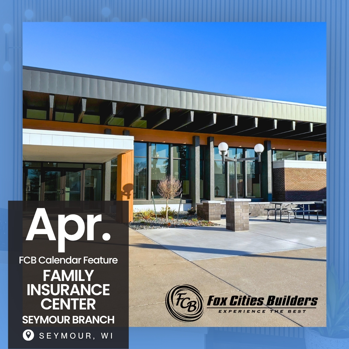 FoxCitiesBuild's tweet photo. 2026 FCB April Calendar Feature:
Family Insurance Center – Seymour, WI

Considering a renovation or update to your commercial space? Let’s talk.
📧 sales@foxcitiesbuilders.com
🌐 https://t.co/sL9Df5Lgbv
📱 920-833-9545 https://t.co/OHQ1UjG4SX