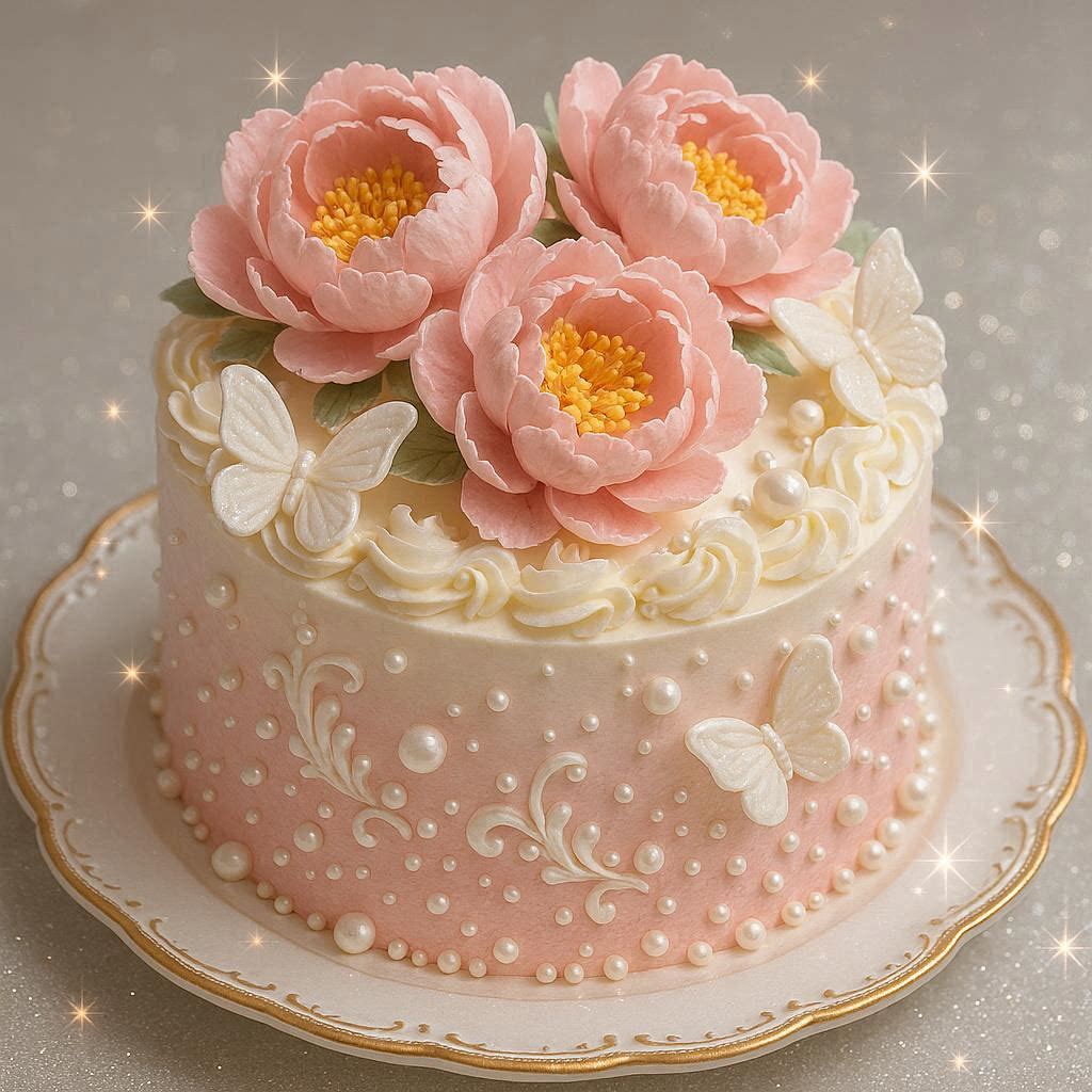 cosmos202509's tweet photo. ピンクの牡丹と蝶々のケーキ✨
💗#AIpeony🦋#AIbutterfly🎂#AIcake https://t.co/kNBaffSu2A