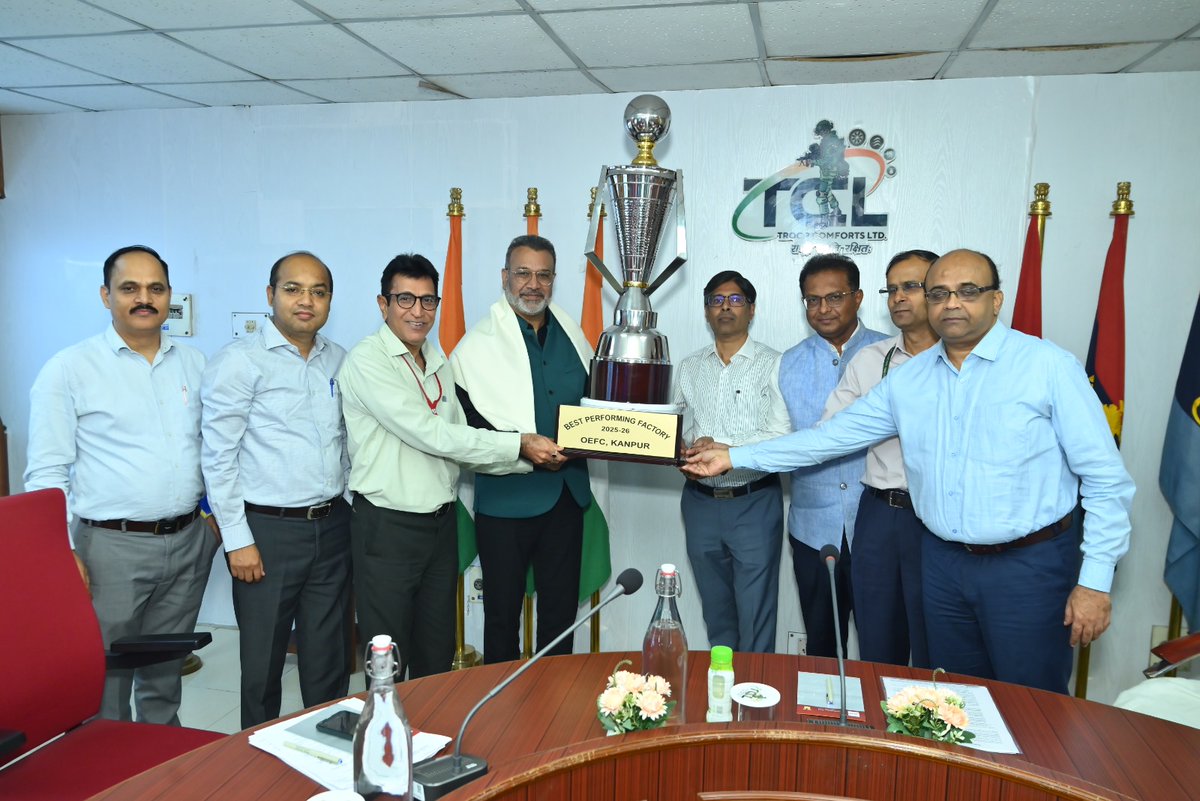 pro_oefc's tweet photo. OEFC, a unit of Troop Comforts Ltd. in the FY 2025-26 has achieved a historical new height since its corporatization with Dispatch of 517.63 Cr, Production of 532.75 Cr &amp; Revenue of 501 Cr under the visionary leadership of Dr. Anil Ranga,CGM &amp; guidance of Shri Sunil Date,CMD/TCL. https://t.co/knb2fRjHIE