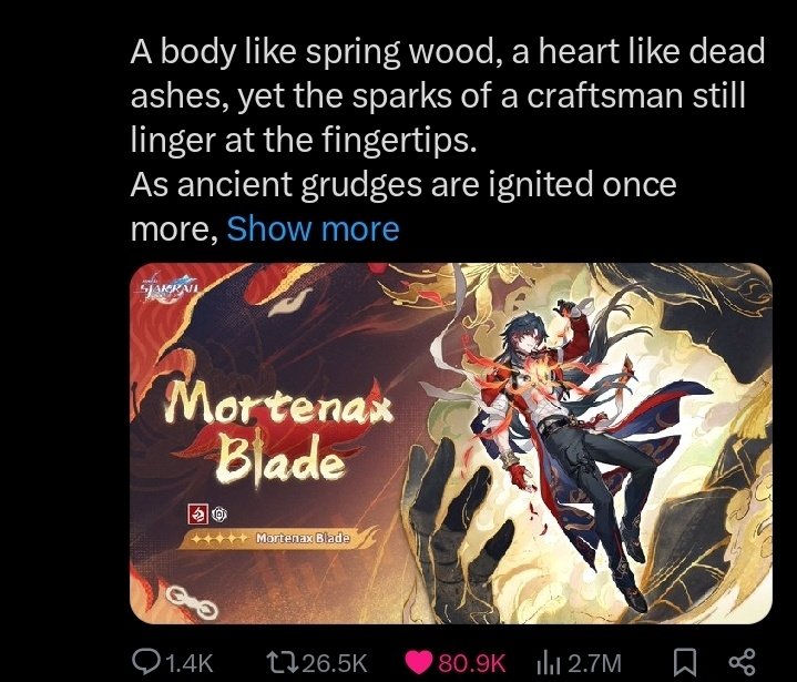 timely zhuming 🔥 MORTENAX BLADE DAY tweet media