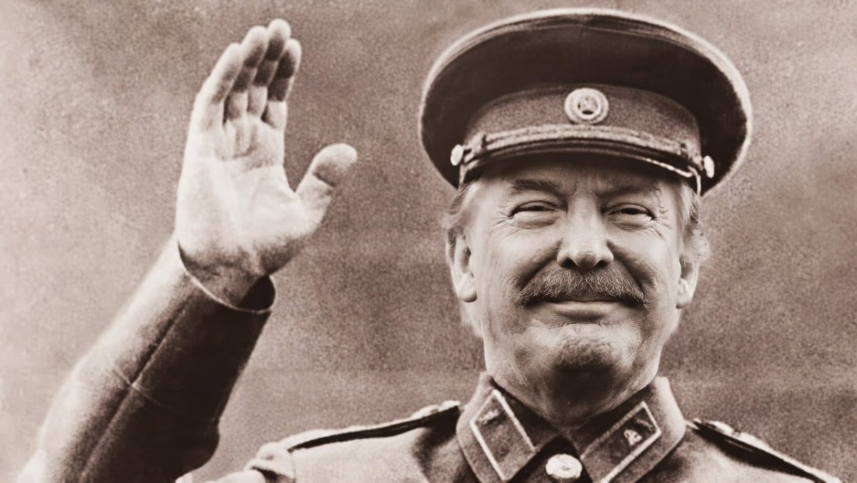 Morentuc's tweet photo. @BRICSinfo A Trump with a Hitler moustache is going viral online, but why hasn't anyone created a Trump-Stalin yet? https://t.co/2VRVyv0oq9