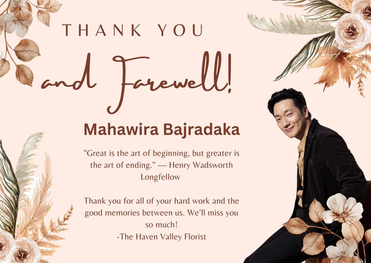 gardenische's tweet photo. Haven Valley News 🥀 

Per tanggal hari ini, Mahawira Bajradaka [ @drajatbagya ] memutuskan untuk melangkah maju melewati pintu toko Haven Valley Florist untuk melanjutkan perjalanan yang lebih baik lagi. https://t.co/ZWhSlxctCO
