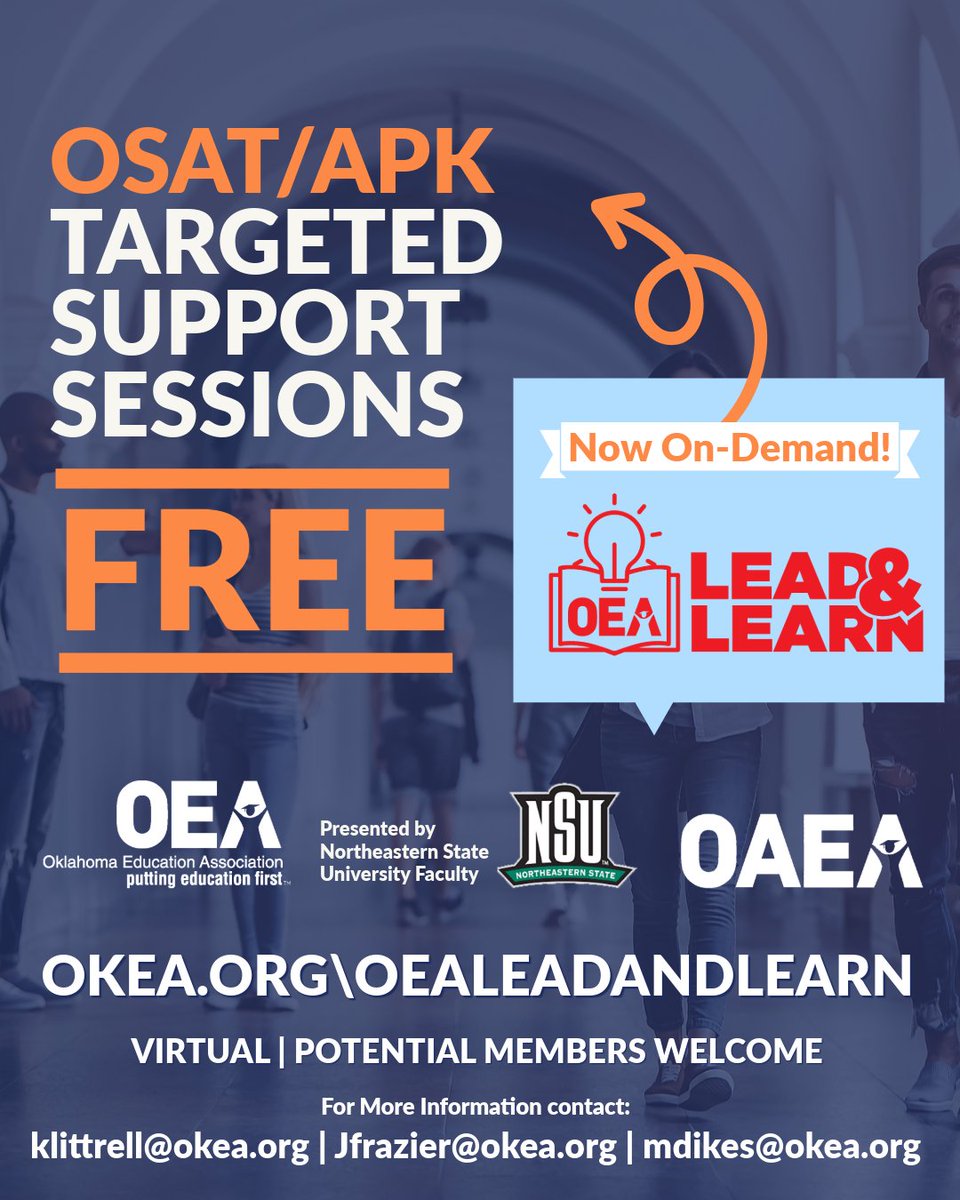 okea's tweet photo. Aspiring educators, are you preparing for the OSAT or APK? 🎓 OEA offers FREE targeted support sessions to help you feel confident and ready on test day! Access them now through OEA Lead and Learn and take advantage of this benefit.

https://t.co/eVbFrIGWWQ https://t.co/4SnwjGIMK2