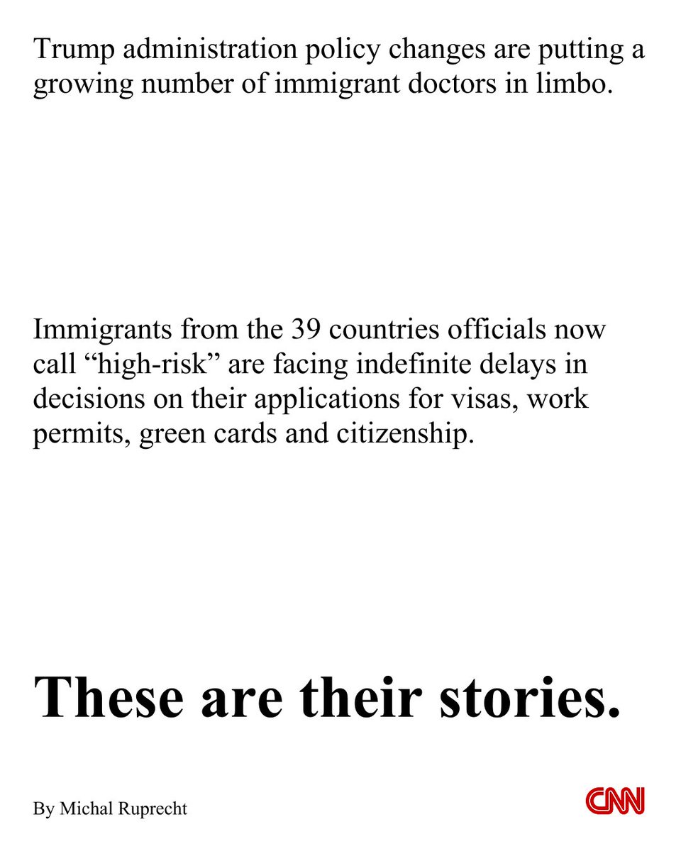 MichalRuprecht's tweet photo. Trump administration policy changes are putting a growing number of immigrant doctors in limbo.

Immigrants from 39 countries are facing indefinite delays in decisions on their applications for visas, work permits and green cards.

These are their stories: https://t.co/sFWM7tbwCg https://t.co/SwI2J9N8qd