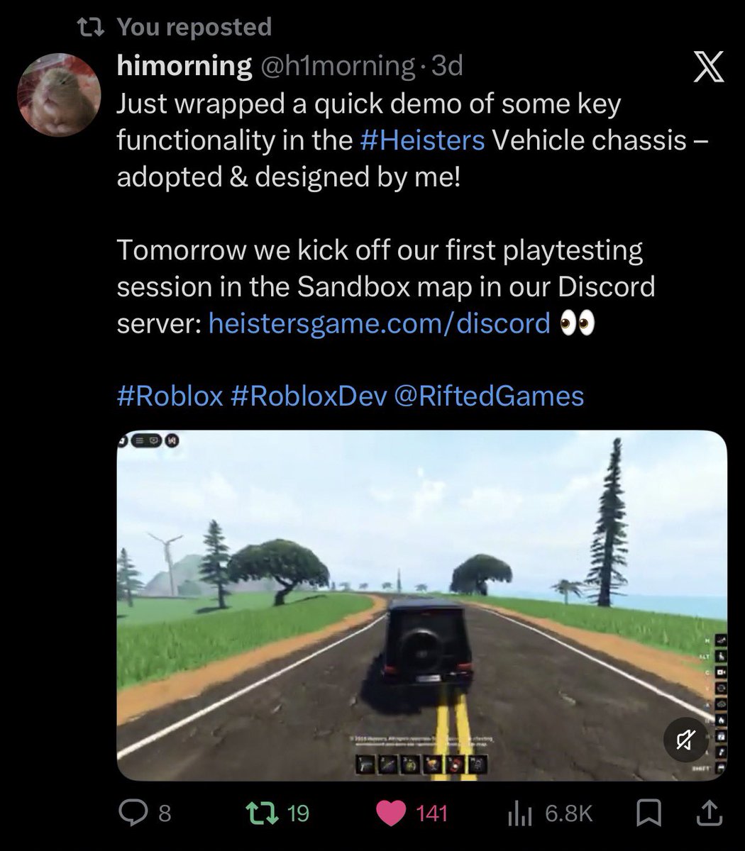 HeistersNewsHub's tweet photo. NEWS: The Top 2 Posts for Heisters: Reimagined 🔥🔥

I’ve been so in love with all the new content lately, this game is finally going somewhere 👏👏 @uwaisplayz @h1morning https://t.co/OI4bxIWCLC