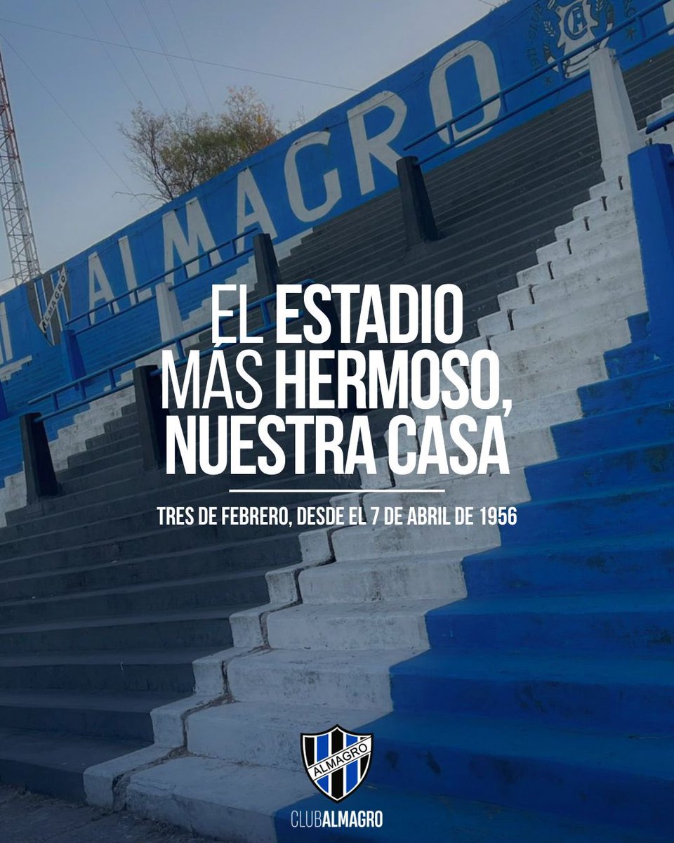 🏟️ Nuestra casa, la mas linda de todas.
🥳 Hoy celebramos 70 años de pisar fuerte en 3 de Febrero, con el estadio mas grande y hermoso del partido. Nuestra casa definitiva festeja hoy, 7 de abril, un nuevo aniversario de vida 🇪🇪