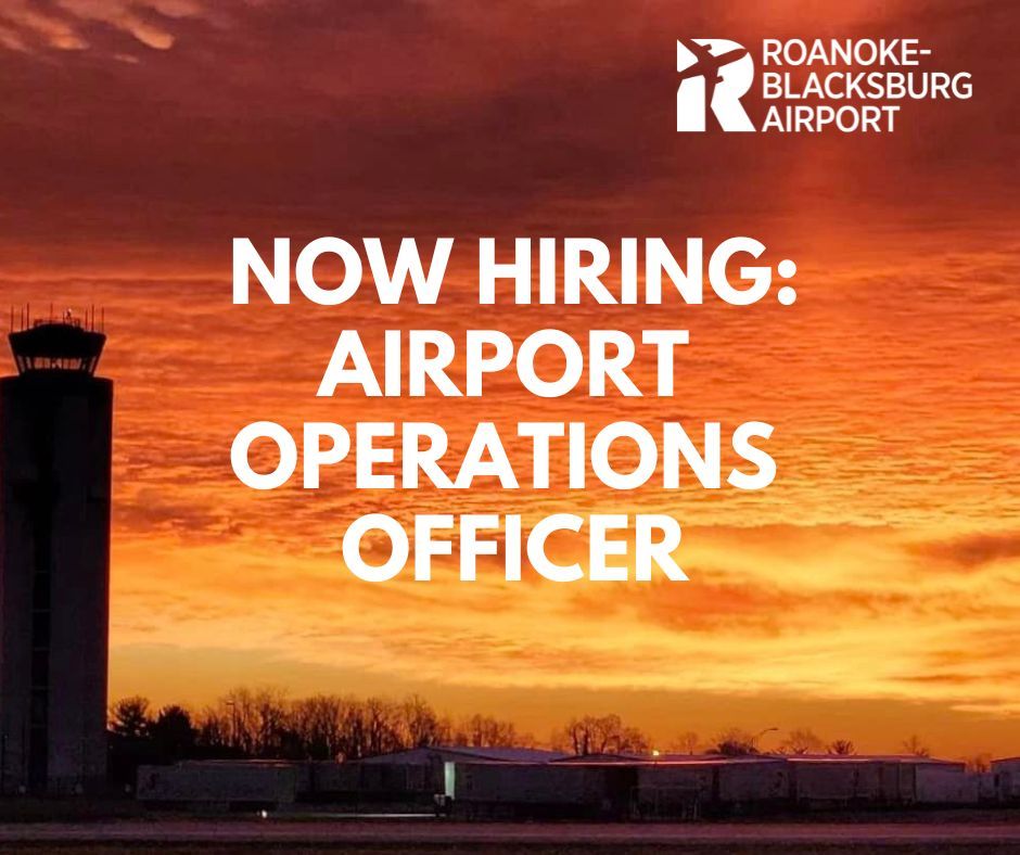 flyROA's tweet photo. JOB OPENING AT ROA: Airport Operations Officer ✈️ ✈️ 

Learn more and apply today. ⬇️ 

https://t.co/n5CtFIG420 

#flyroa #roanokejobs #airportjobs https://t.co/iVOAOOKTKi