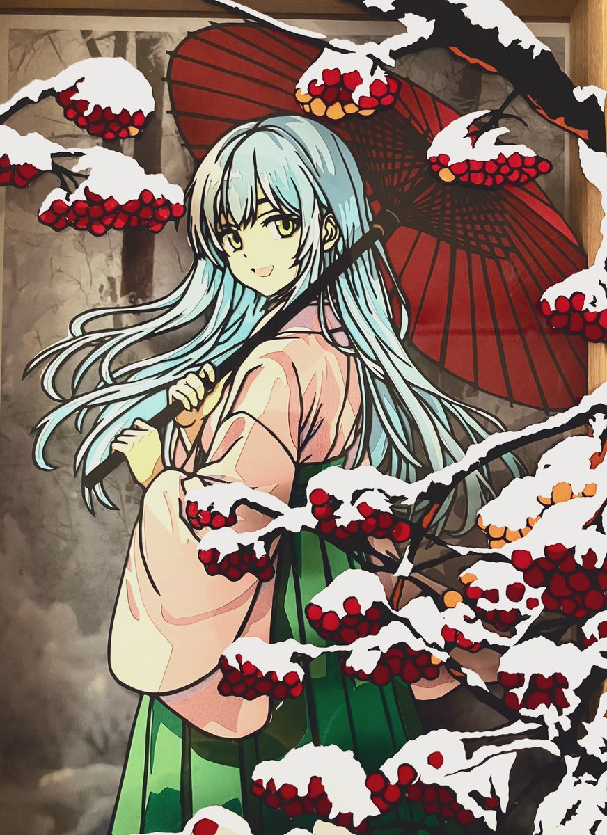 shikitsuzuri's tweet image. 【🌸春少女の冬❄️】
完成しました🙌
季節と少女シリーズ全16作の最後の一枚です🖼️

#切り絵 #季節と少女 #paperart