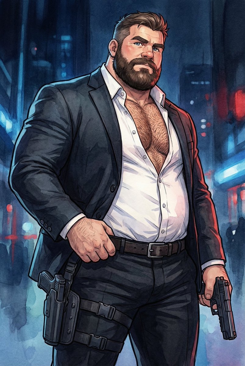 BakaAda98's tweet image. Agent bear on duty 😳🥵

#AIart #BearArt #Bara