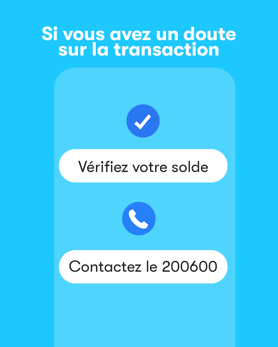 WaveSenegal's tweet image. Chez Wave, votre sécurité est une priorité. 🔐

Les transactions peuvent être vérifiées à tout moment dans l’application ou via notre service client. 📲
Les fausses preuves de paiement sont des fraudes passibles de poursuites judiciaires. ⚖️

Sécurité bi ño ko bokk. 💙

#wave