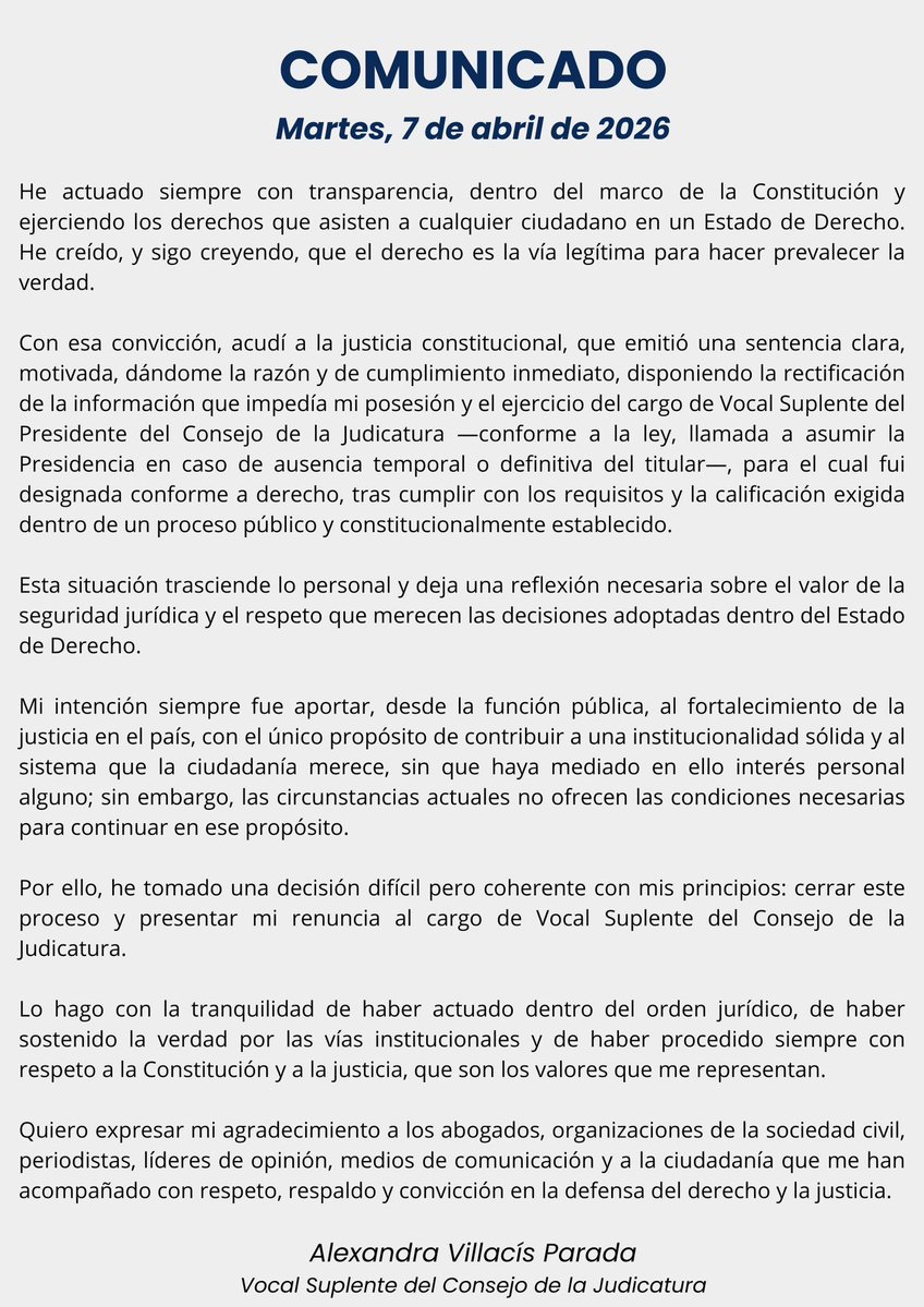 Alexandra Villacís Parada tweet media