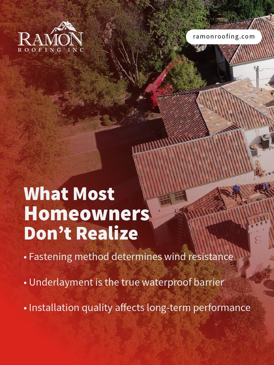 RamonRoofing's tweet image. Tile Roofing During Storm Season 🌩️

Tile is significantly stronger than standard shingles, but the real protection comes from how the system is built beneath it.

Explore tile roofing systems: hubs.ly/Q049LjGV0 

#RamonRoofing #LuxuryRoofing #Texas #FortWorth