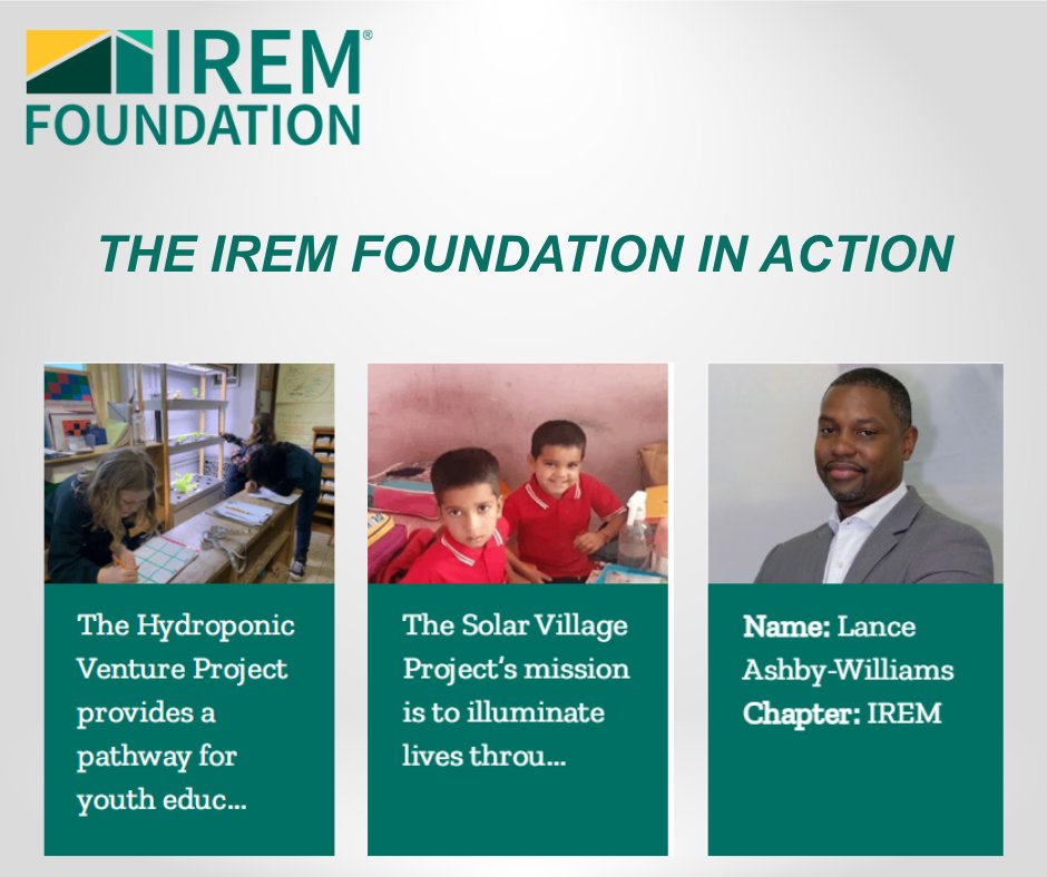 The IREM Foundation in action 💚

When IREM members pay it forward, emerging real estate management professionals get the support they need to grow and lead. That impact reaches careers, properties, and communities.

Browse here: ow.ly/Eulq50YyeON

#IREMSTL #IREMFoundation