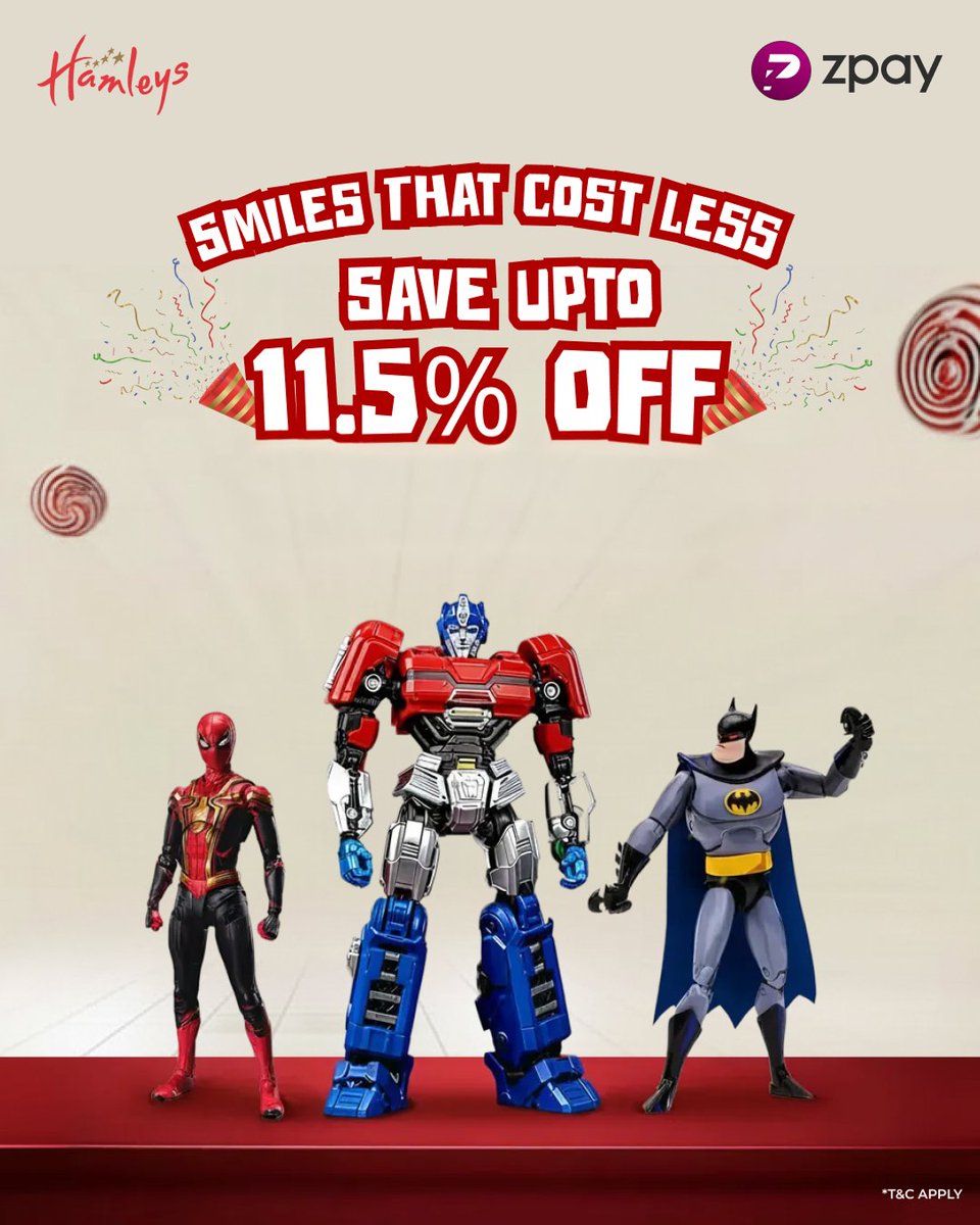 zpayclub's tweet image. Play, Laugh, and Save 😄
Get Hamleys vouchers on ZPay and save up to 11.5% 🧸✨
#hamleys #save #zpay #kids #children #deals #toylovers #kid #savings #playtime #teddy #toys #toy #littleone #discounts #bigsavings #hamleysvouchers #playtime #kidschoice #zpay #vouchers #giftcards