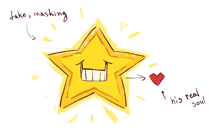 AbsolutePizdec's tweet photo. I have a hc about Tenna's soul. He uses a large star-like soul in battles or for performances. But the real form of his soul is very small. It makes him feel very insecure. Only Spam knows about it.
he is fragile both physically and mentally💔

#tenna https://t.co/7qr0Oeiic4